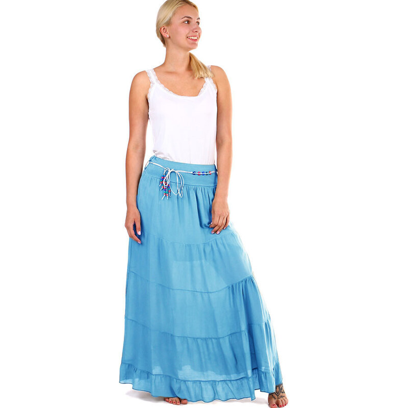 Glara Dlouhá dámská maxi sukně s elegantním páskem 115716253