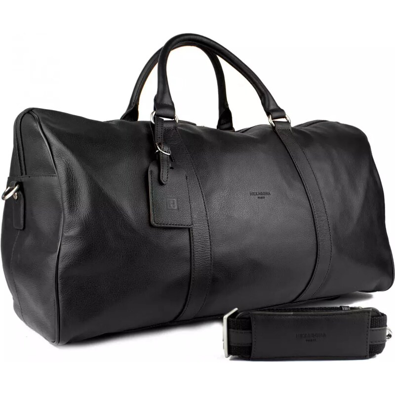 HEXAGONA Luxusní kožená cestovní taška Soissons Černá