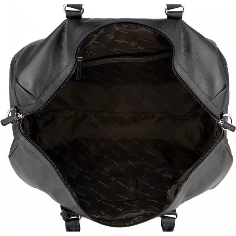 HEXAGONA Luxusní kožená cestovní taška Soissons Černá