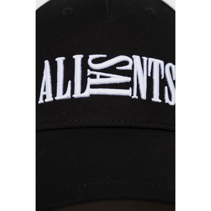 Bavlněná čepice AllSaints černá barva, s aplikací