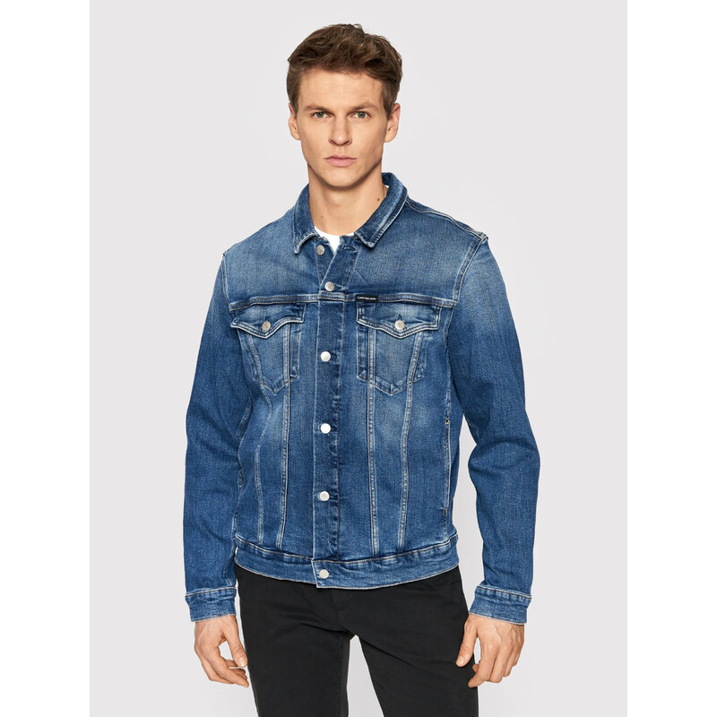 Calvin Klein pánská modrá džínová bunda