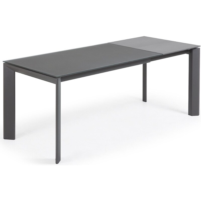 Tmavě šedý skleněný rozkládací jídelní stůl Kave Home Axis 140/200x90 cm