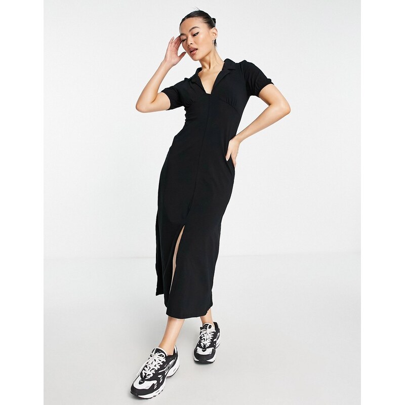 ASOS DESIGN ultimate midi tea dress with collar in black 100038997