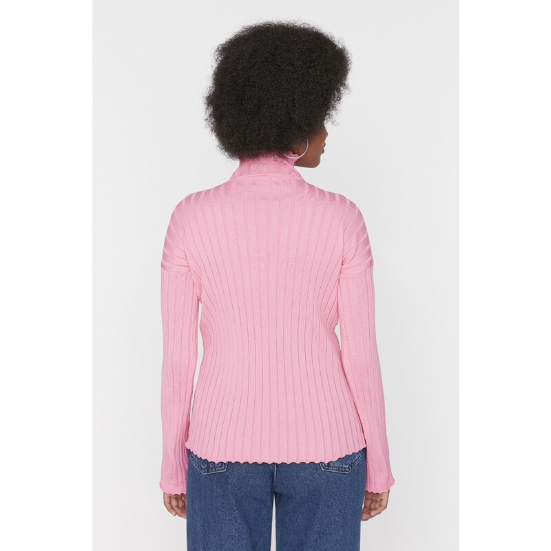 Trendyol Pink Padded Stand Up Knitwear Sweater