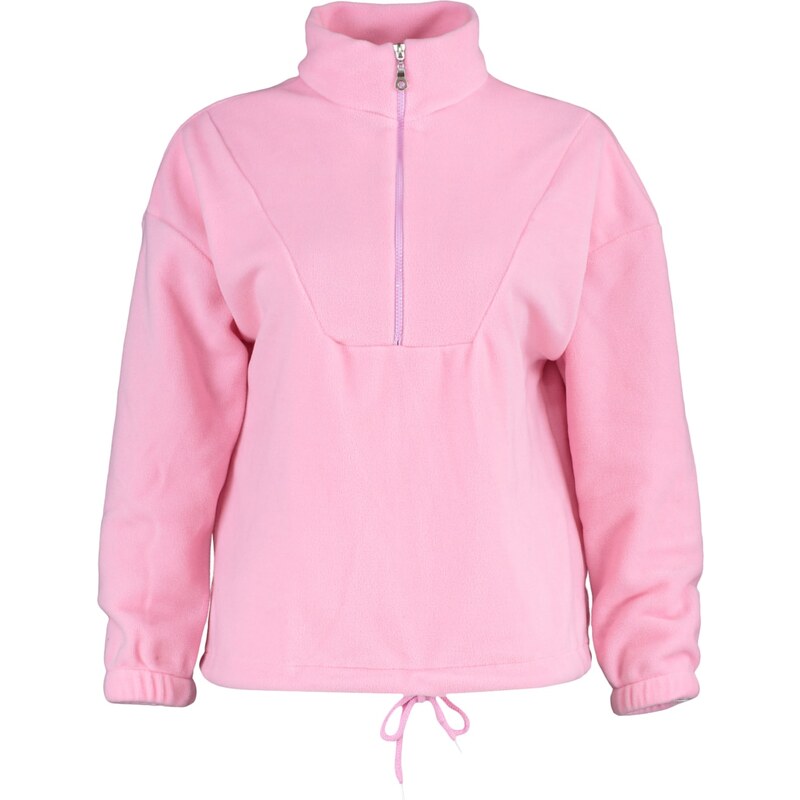 Trendyol Light Pink Zipper Detailed Fleece Knitted Sweatshirt