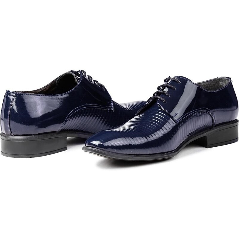 Ducavelli Shine Genuine Leather Men's Classic Shoes Navy Blue