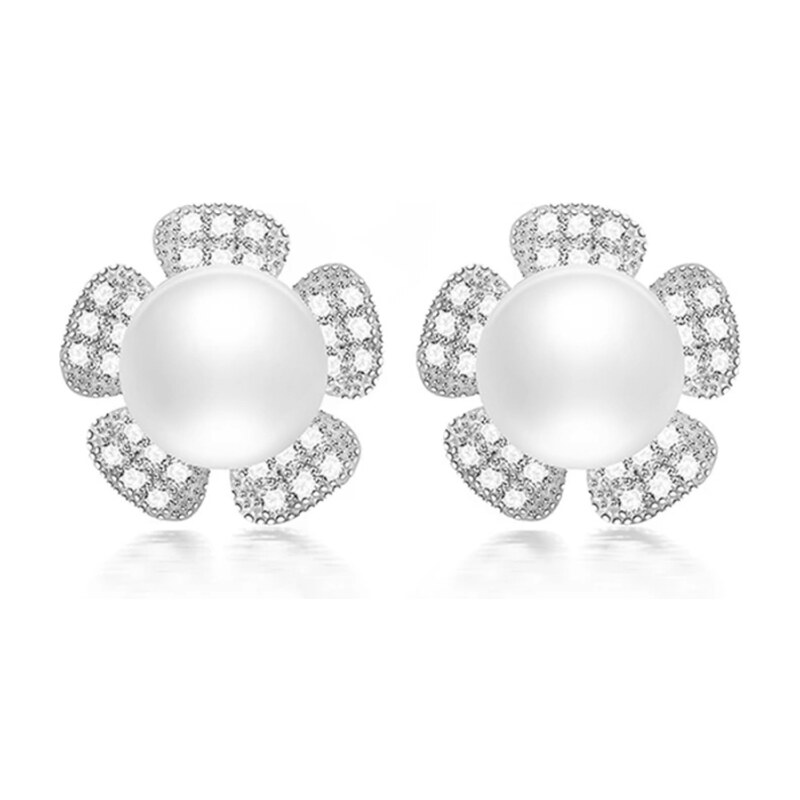 GRACE Silver Jewellery Stříbrné náušnice s říční perlou Holly, stříbro 72560760