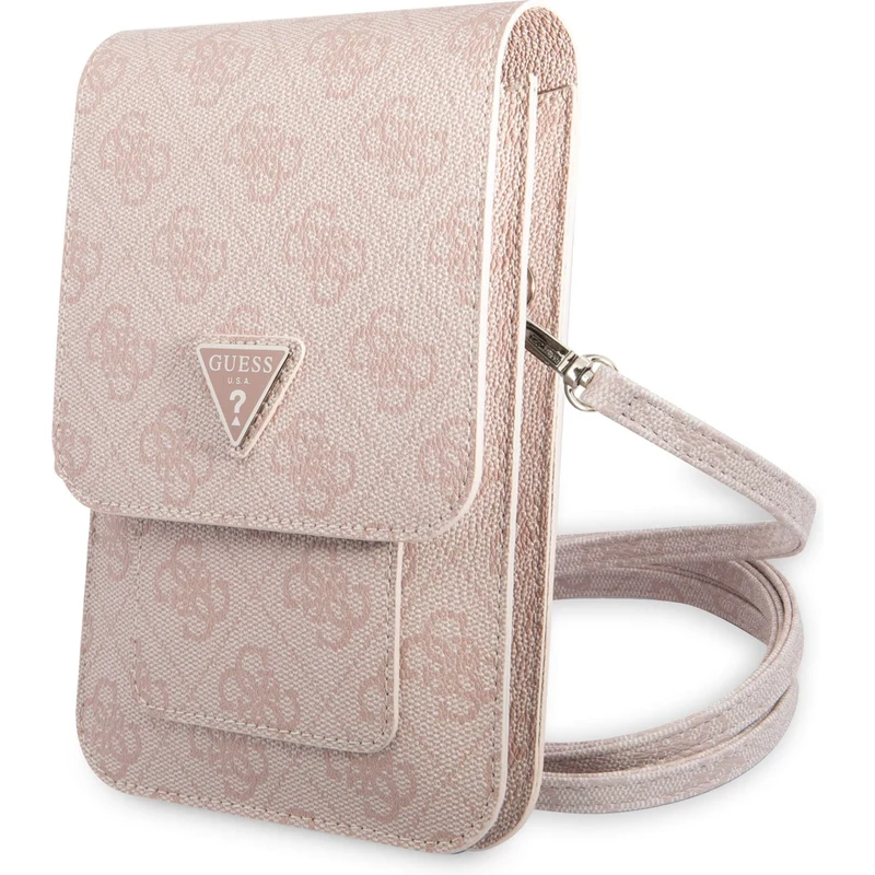 Univerzální pouzdro / taška s kapsou na mobil - Guess, 4G Triangle Logo Bag  Pink - GLAMI.cz