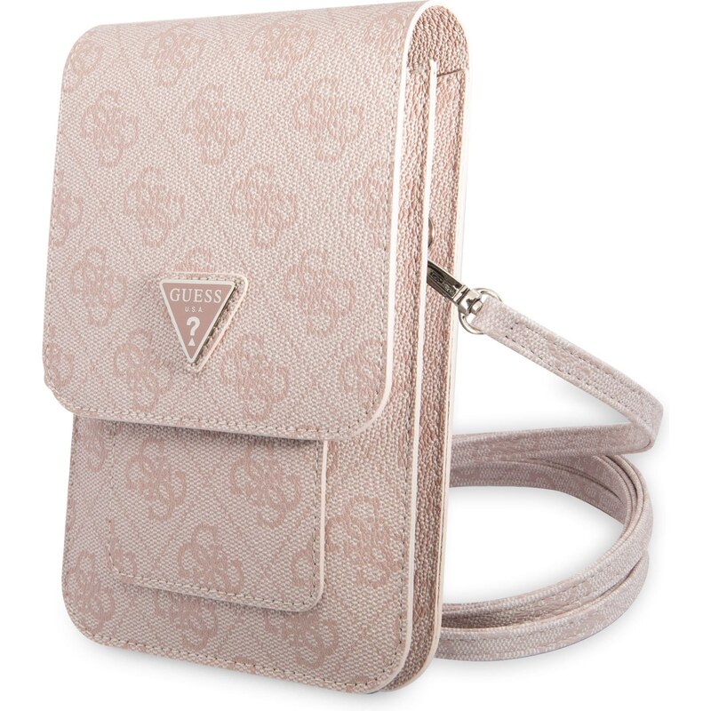 Univerzální pouzdro / taška s kapsou na mobil - Guess, 4G Triangle Logo Bag Pink