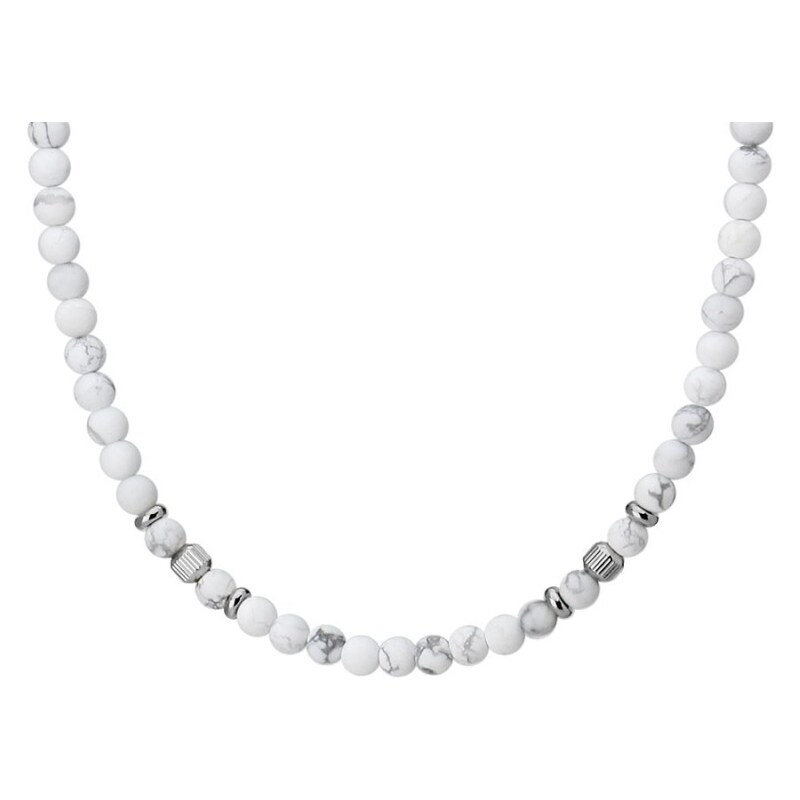 Manoki Pánský korálkový náhrdelník Angelo - 6 mm přírodní bílý howlit