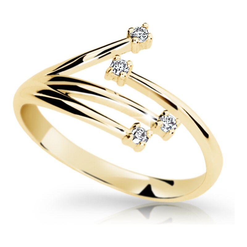 Danfil Zlatý prsten DF 2063 ze žlutého zlata, s brilianty 46