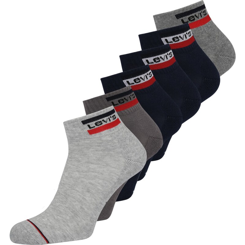LEVIS  Ponožky tmavě modrá / světle šedá / šedý melír / červená