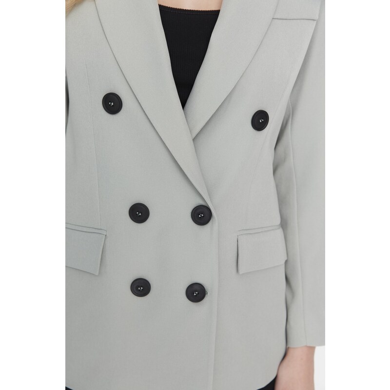 Trendyol Mint Woven Lined Double Breasted Closure Blazer Jacket