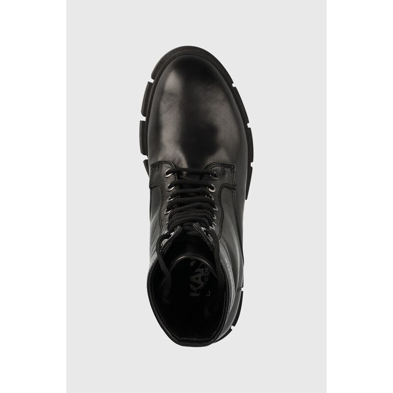 Kožené workery Karl Lagerfeld Aria dámské, černá barva, na plochém podpatku