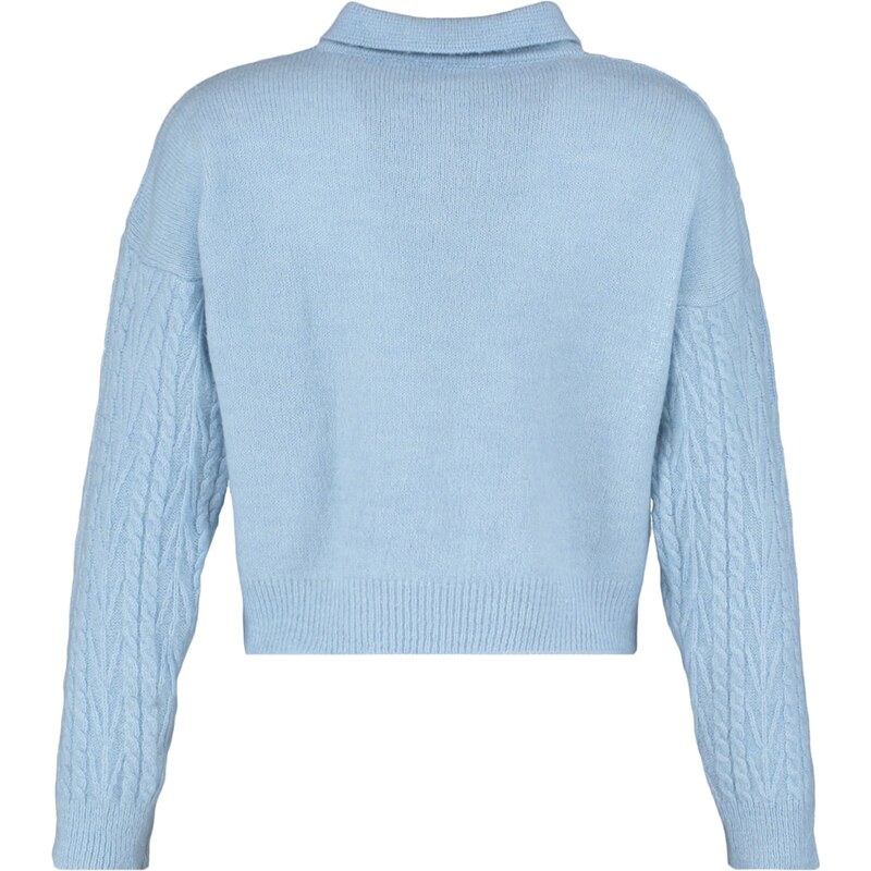 Trendyol Light Blue Crop Polo Collar Knitwear Sweater