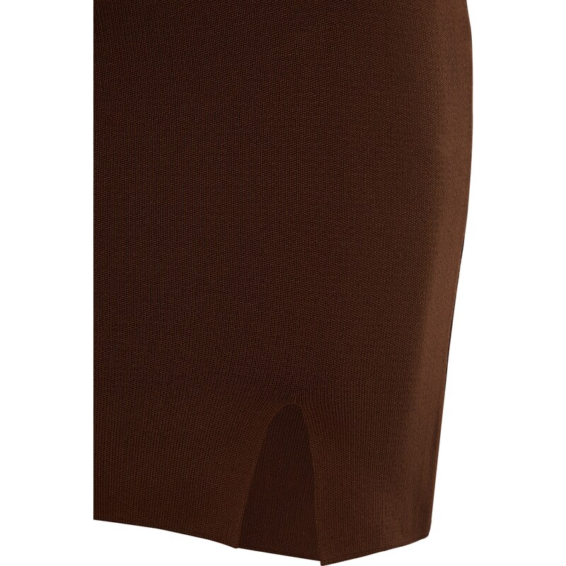 Trendyol Brown Slit Detailed Knitwear Skirt