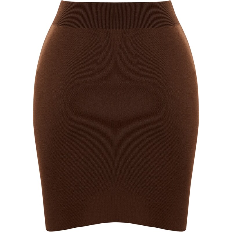 Trendyol Brown Slit Detailed Knitwear Skirt