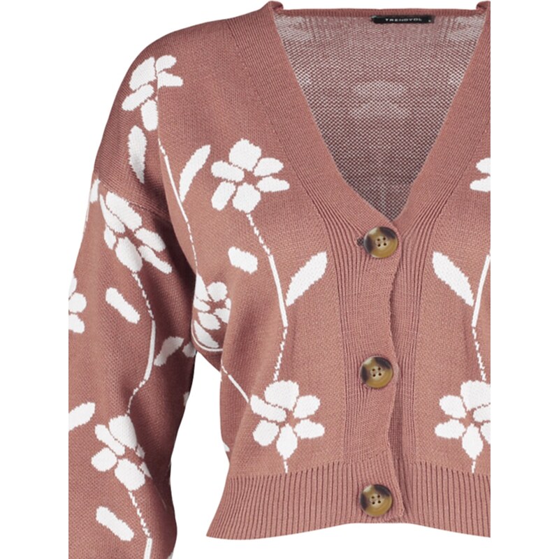 Trendyol Pale Pink Jacquard Knitwear Cardigan