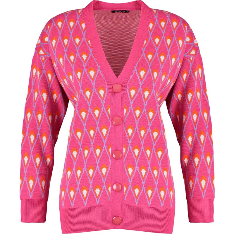 Trendyol Fuchsia Jacquard Knitwear Cardigan