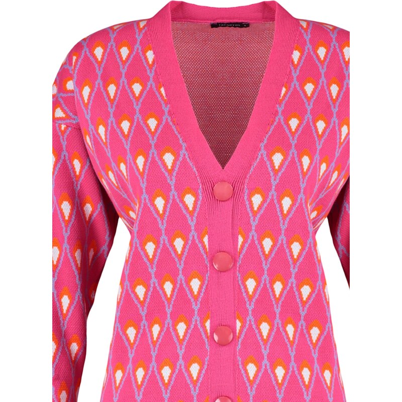 Trendyol Fuchsia Jacquard Knitwear Cardigan