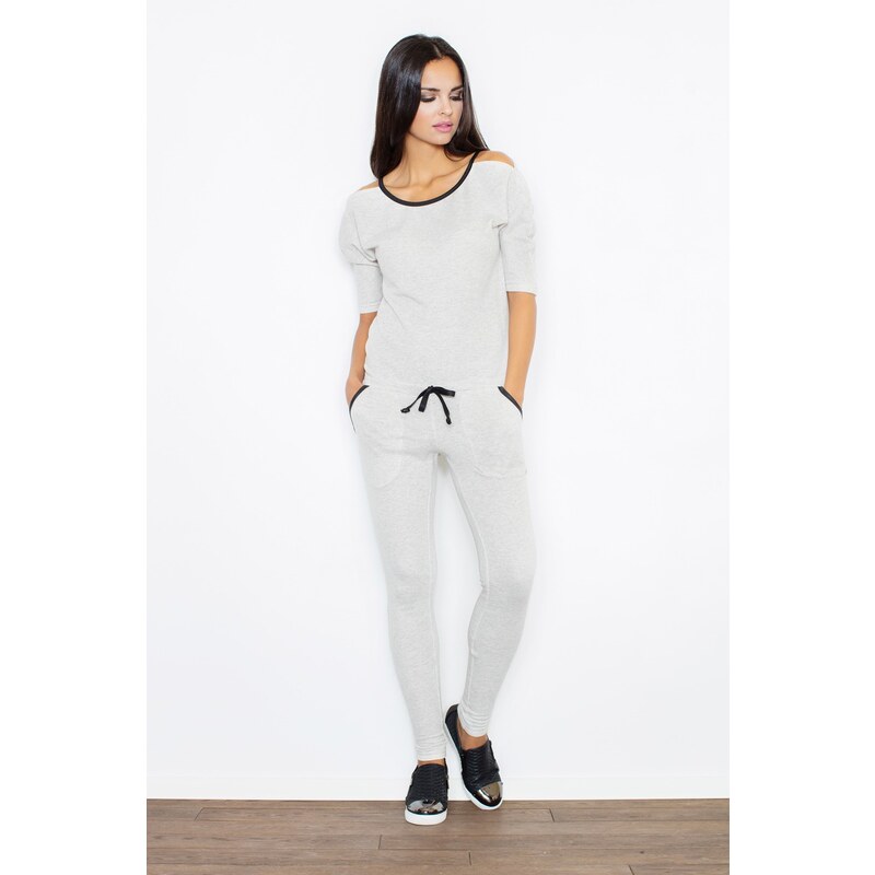 FIGL Šedý overal s černými prvky M356 Light grey Šedá 84022545