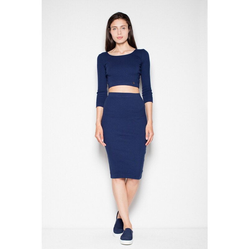 VENATON Dámský set top s širokým výstřihem + sukně VT032 Navy Tmavě 62121018