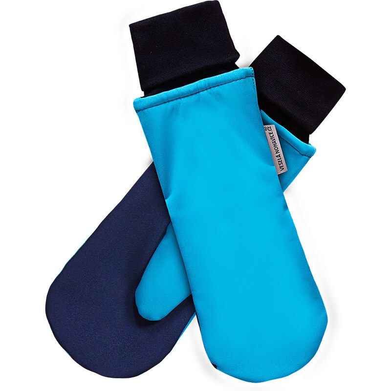 Veselá Nohavice Softshellové rukavice modro-tyrkysové