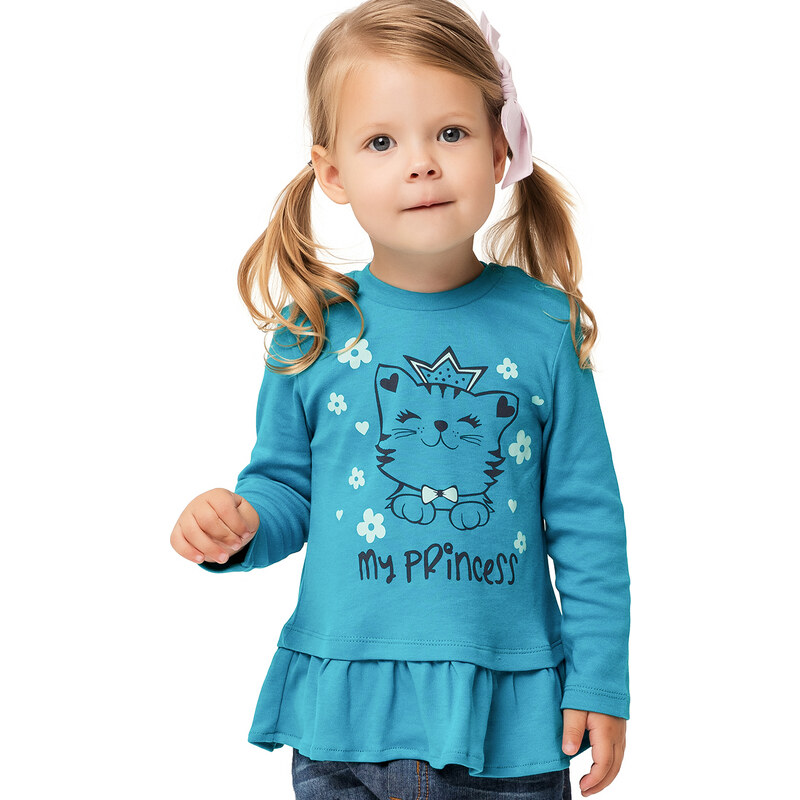 Winkiki Kids Wear Dívčí tričko s dlouhým rukávem My Princess - tyrkysová