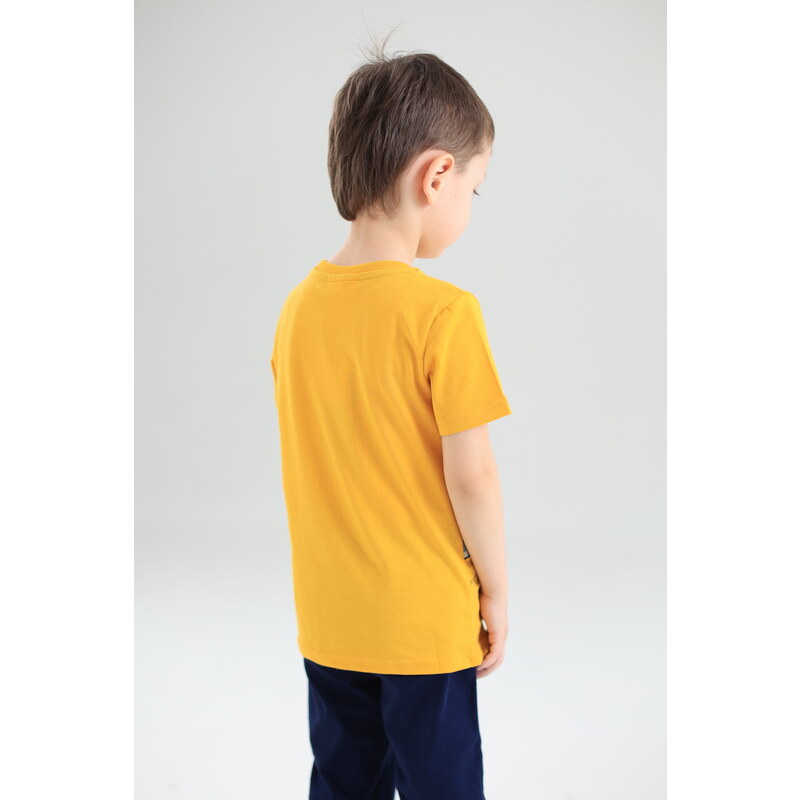 Winkiki Kids Wear Chlapecké pyžamo - krátký rukáv, dlouhé kalhoty Let's Rock - žlutá/navy