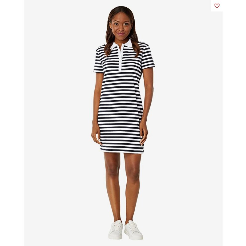 Tommy Hilfiger dámské polo šaty Stripe Polo černý proužek M