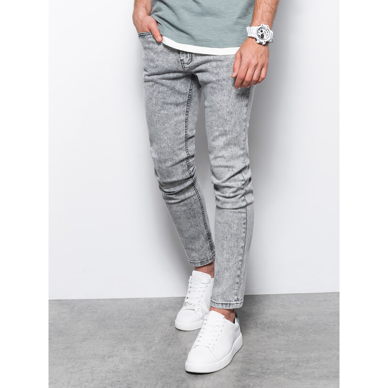 Ombre Clothing Pánské džínové kalhoty SKINNY FIT - šedé V1 P1062