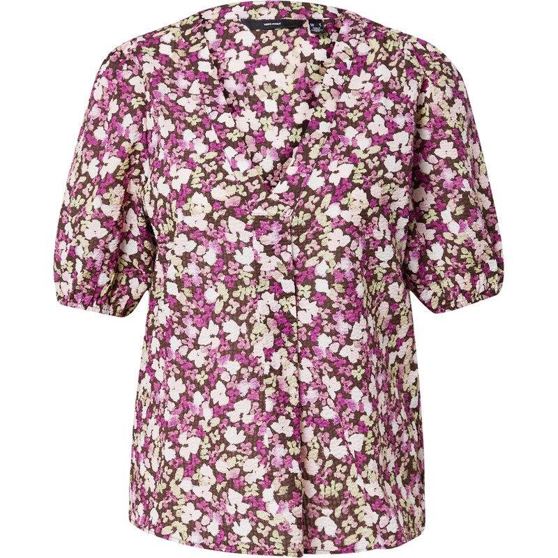 VERO MODA Halenka BONNIE cappuccino / tmavě hnědá / fialová /