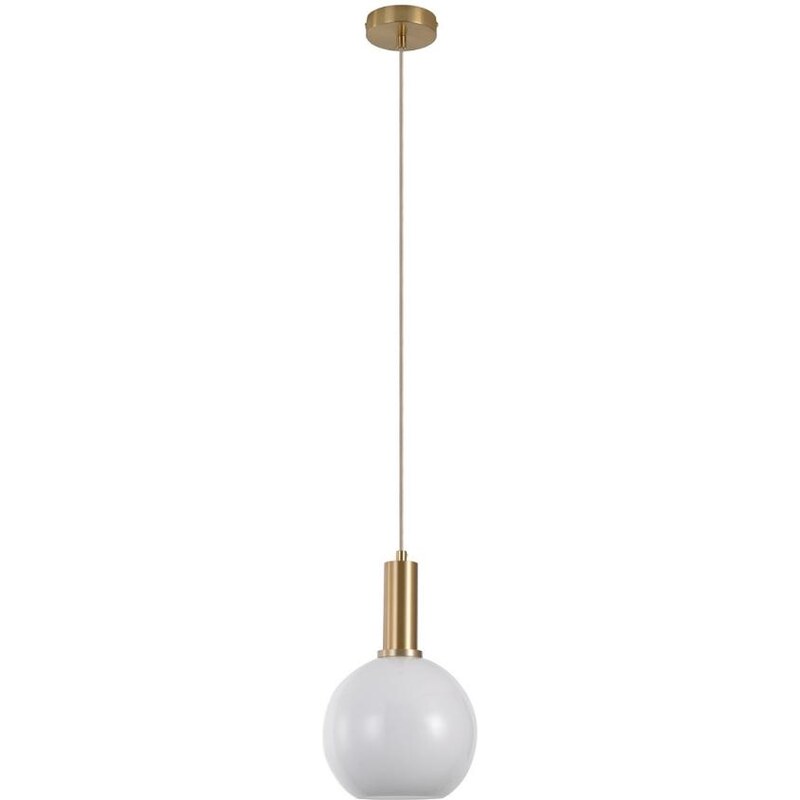 Nordic Living Bílo zlatá skleněná závěsná lampa Tabea 20 cm