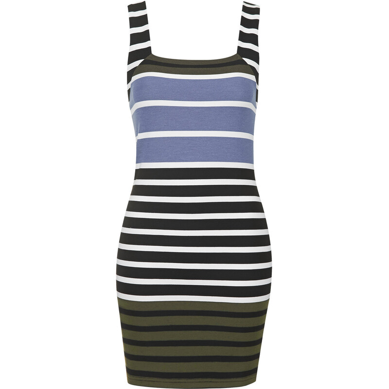 Topshop Square Neck Striped Bodycon Tunic Dress