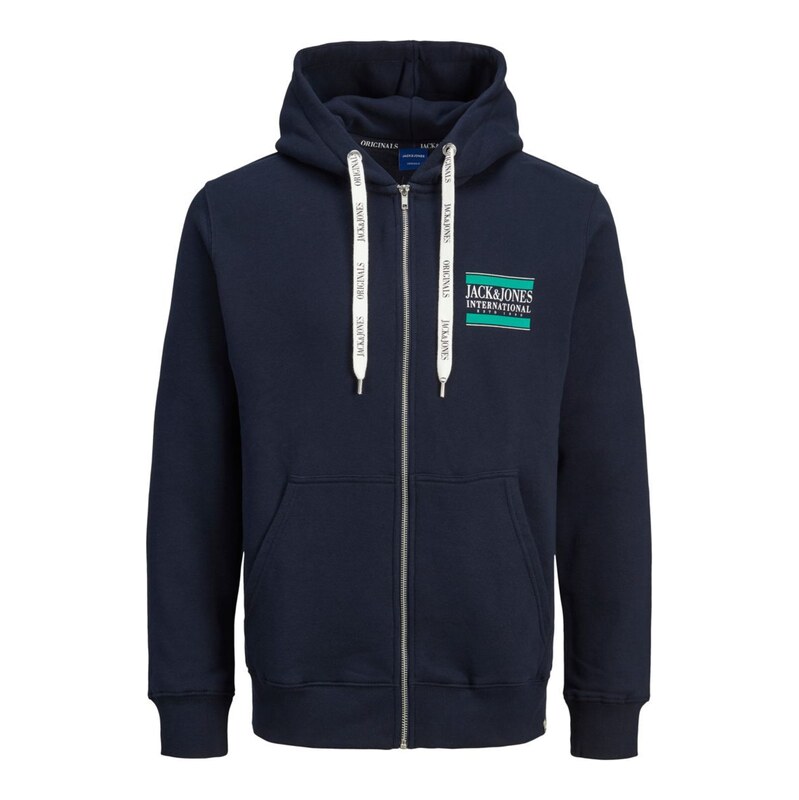 JACK & JONES Mikina tmavě modrá / smaragdová / bílá