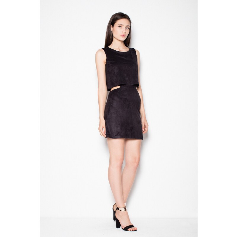 VENATON Černé šaty s výkrojky VT061 Black Černá 47187977