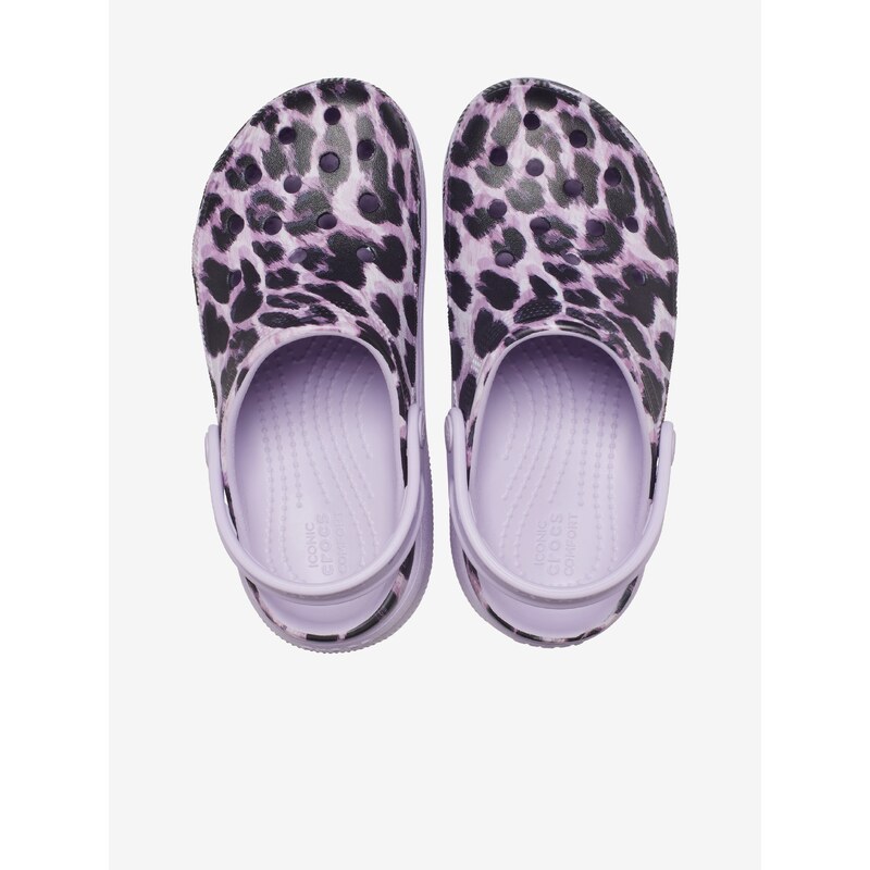 Černo-fialové holčičí vzorované pantofle Crocs - Holky