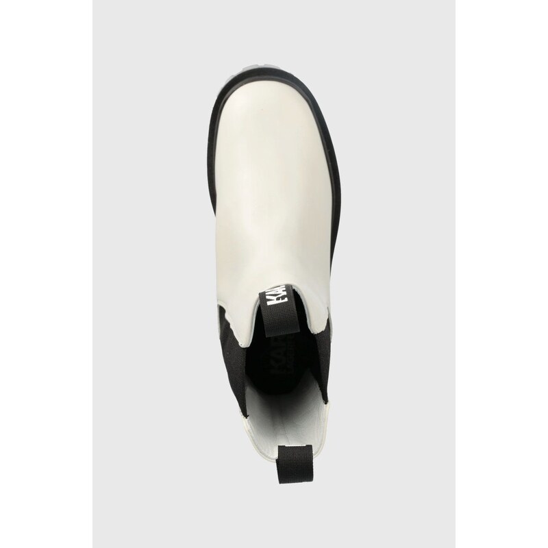 Kožené kotníkové boty Karl Lagerfeld Biker Ii dámské, bílá barva, na plochém podpatku