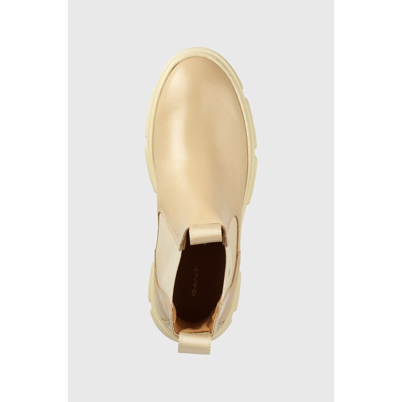 Kožené kotníkové boty Gant Monthike dámské, béžová barva, na plochém podpatku
