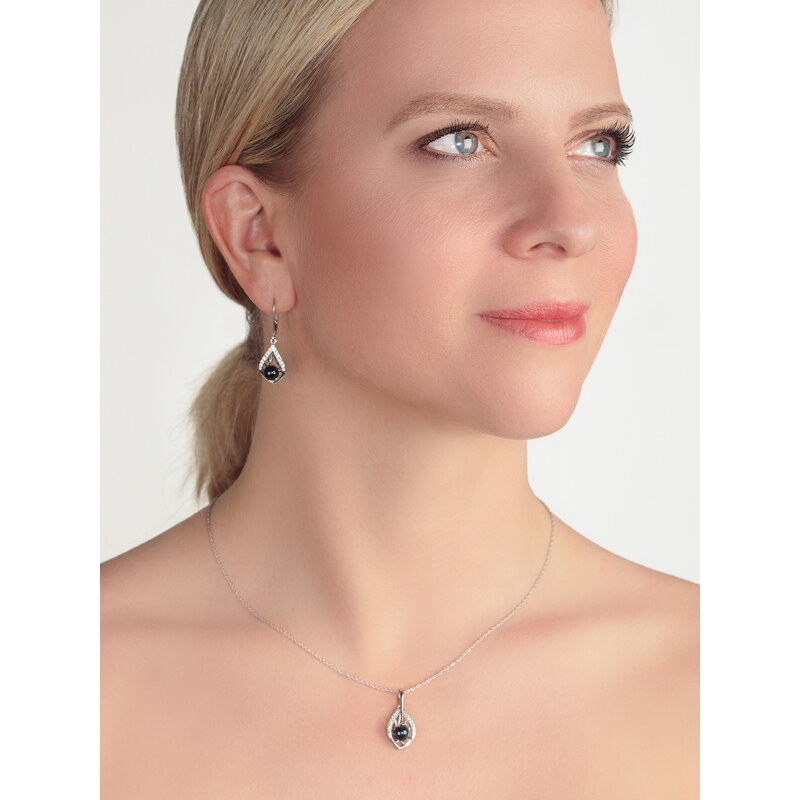 Stříbrné náušnice Touch of Luxury s černou říční perlou Preciosa