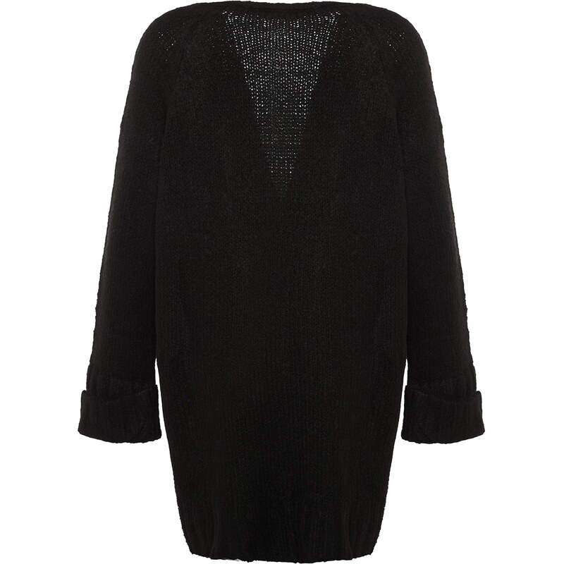 Trendyol Black Wide Fit Soft Textured Knitwear Cardigan