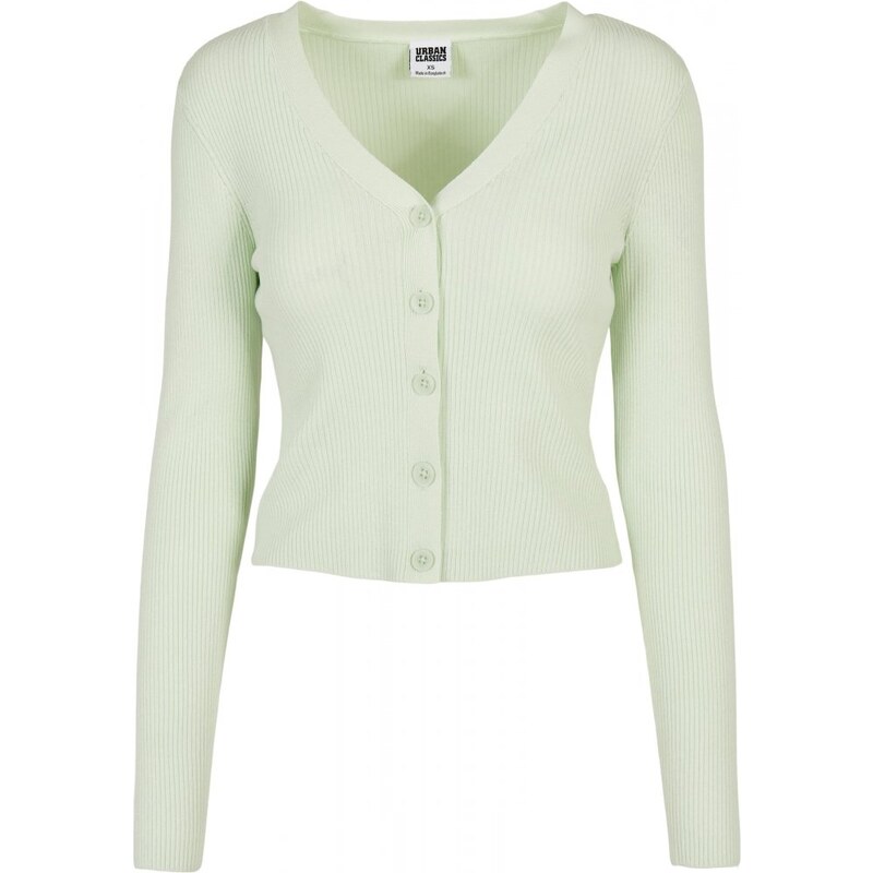 Dámský svetr Urban Classics Ladies Short Rib Knit Cardigan - lightmint