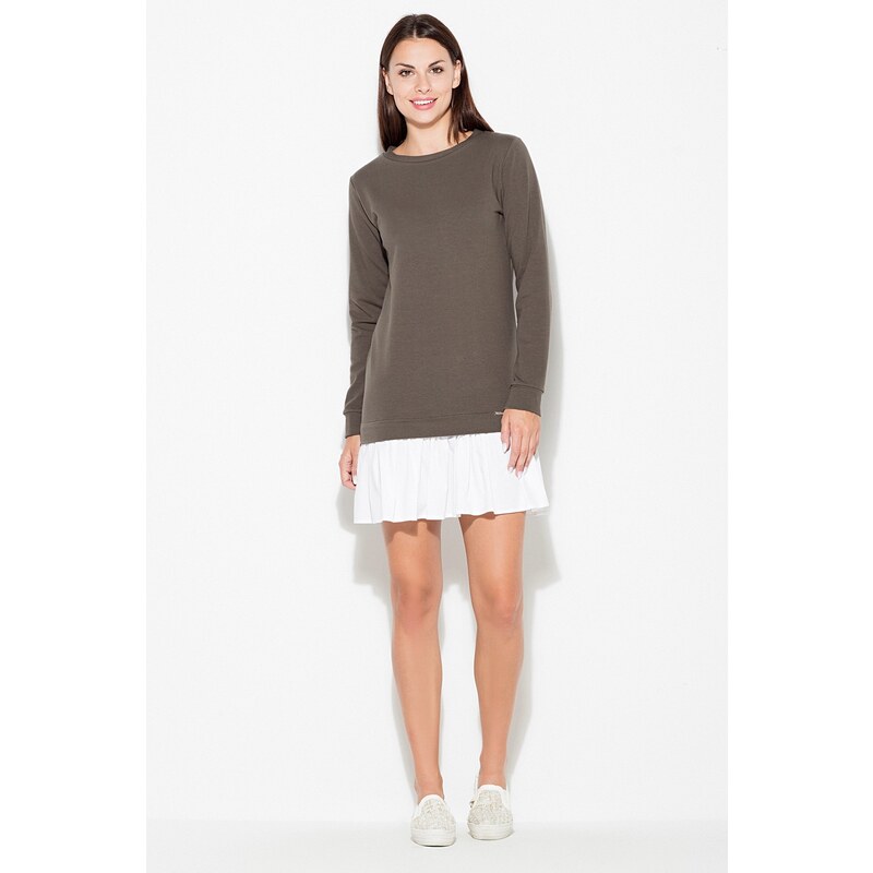 KATRUS Dámské šaty s bavlněným topem K451 Olive Khaki