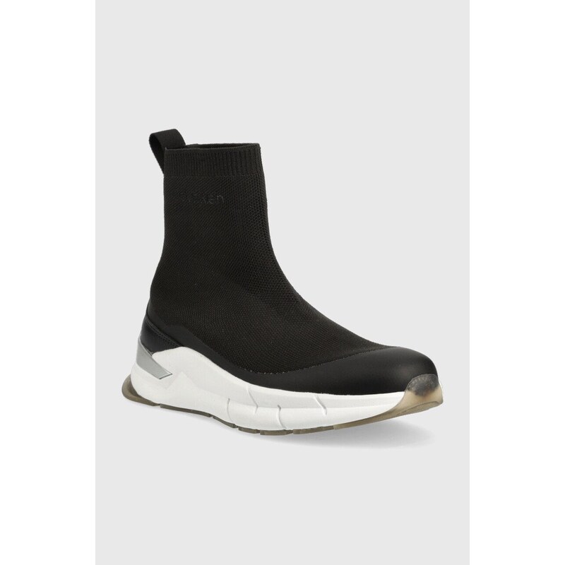 Sneakers boty Calvin Klein Sock Boot černá barva