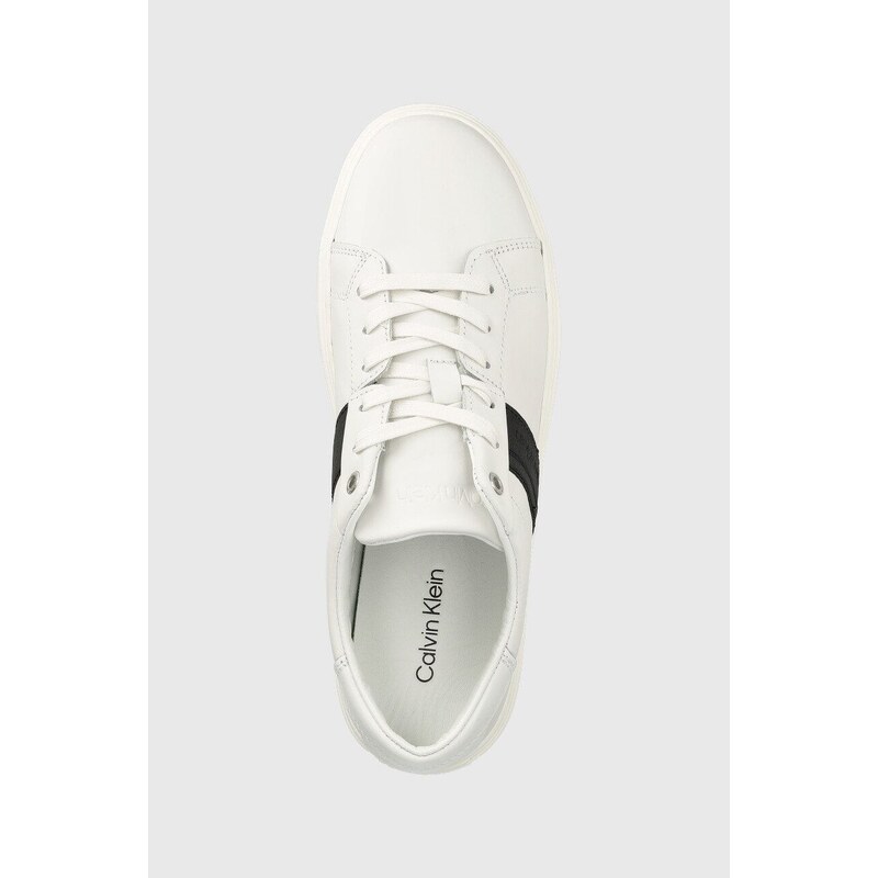 Kožené sneakers boty Calvin Klein Low Top Lace Up bílá barva