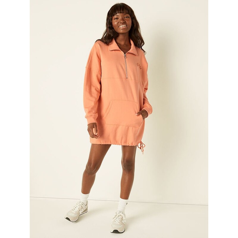 Victoria's Secret PINK mikinové šaty Varsity Half-Zip Dress Coral Cream -  GLAMI.cz