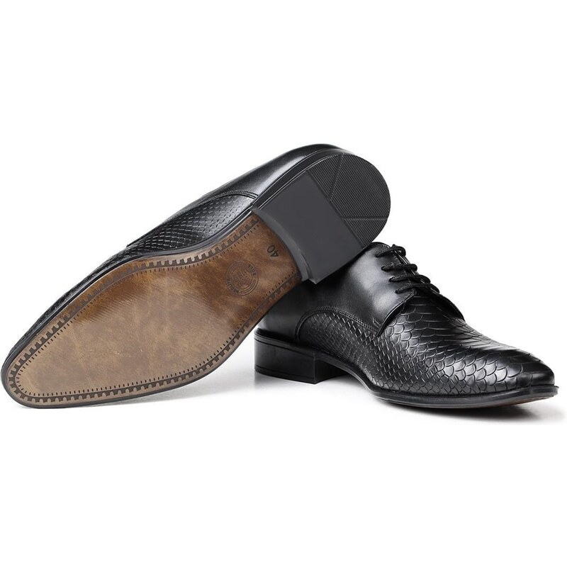 Ducavelli Croco Genuine Leather Men's Classic Shoes, Derby Classic Shoes, Laced Classic Shoes