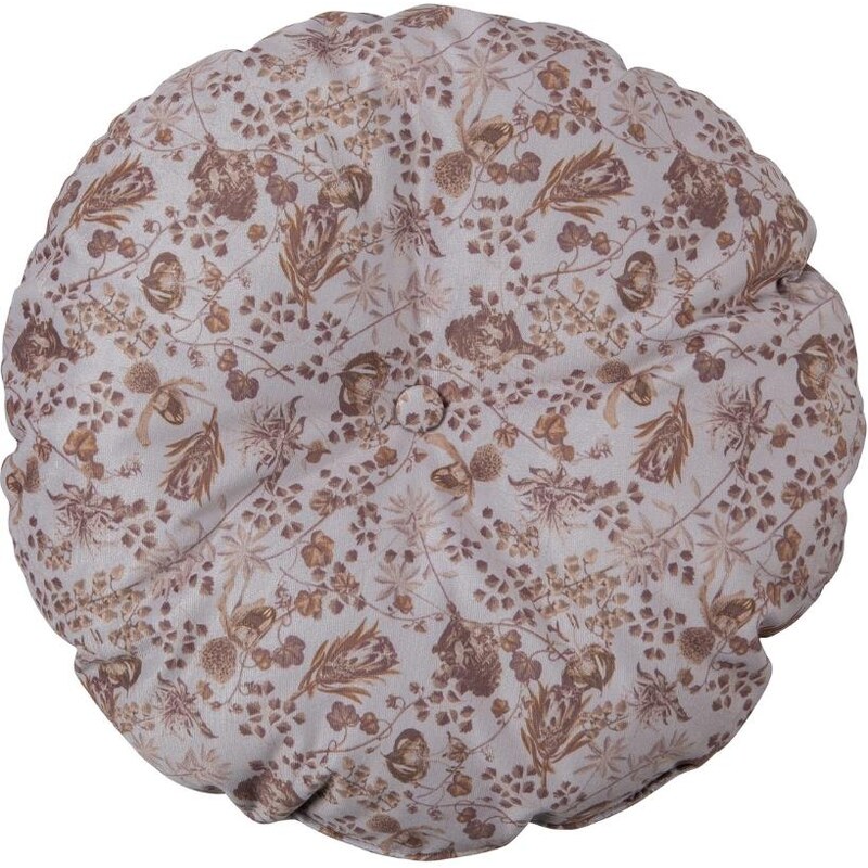 Hoorns Šedý sametový polštář se vzorem květin Tergi 45 cm