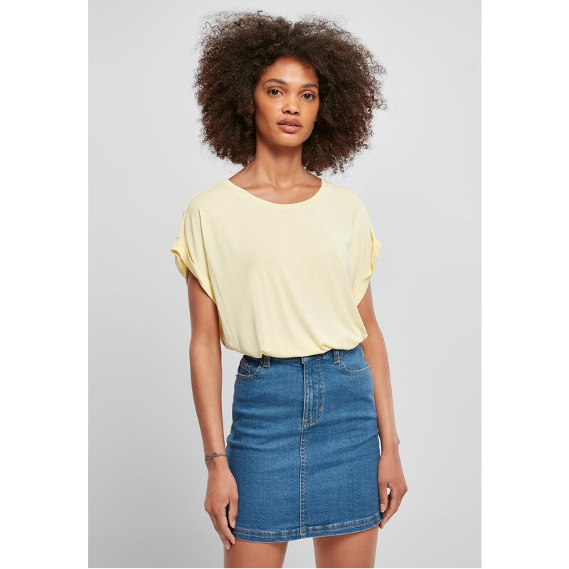 UC Ladies Dámské modální tričko s prodlouženým ramenem měkké žluté