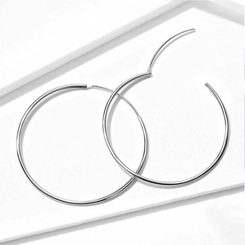 GRACE Silver Jewellery Stříbrné náušnice kruhy - průměr 40 mm, stříbro 925/1000